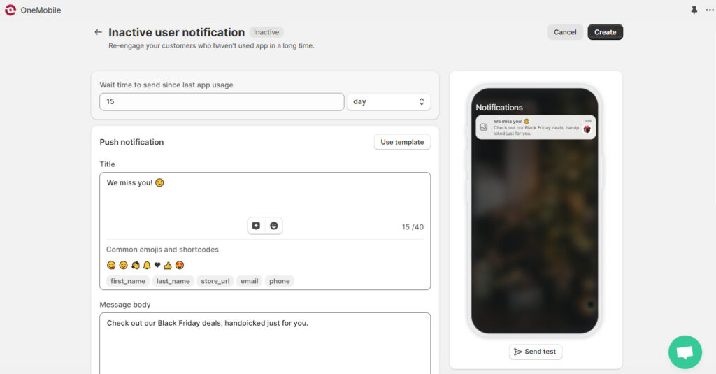 Send push notifications with OneMobile