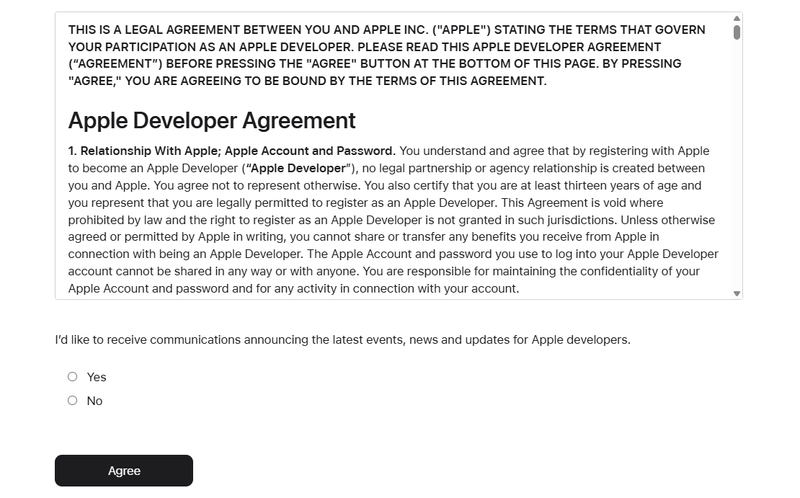 How To Create an Apple App Store Developer Account? 4 read-and-agree-with-the-apple-developer-agreement