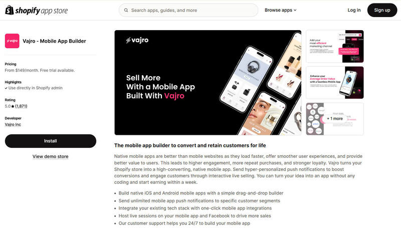 Vajro-Shopify-mobile-app-builders-for-beauty-review