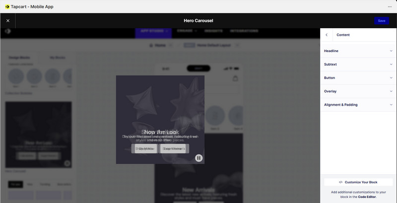 Review Tapcart Shopify Mobile App Builder: An Unbiased Review 4 tapcart-customization-interface