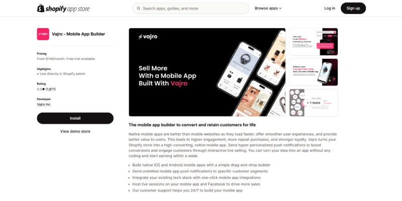 vajro-best-shopify-mobile-app-builders
