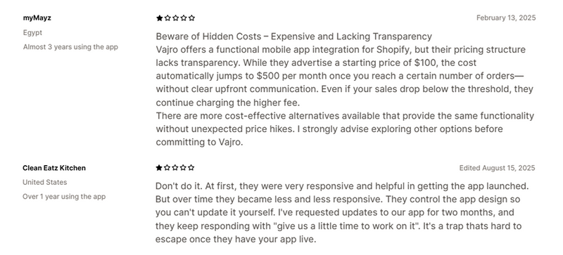 Top 10 Best Shopify Mobile App Builders in 2025: Features, Pricing & Reviews 6 cons-of-vajro