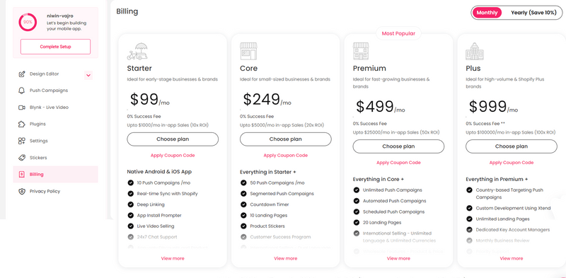 Review Vajro Shopify Mobile App Builder: Features & Pricing 6 Vajro-detailed-pricing-plan