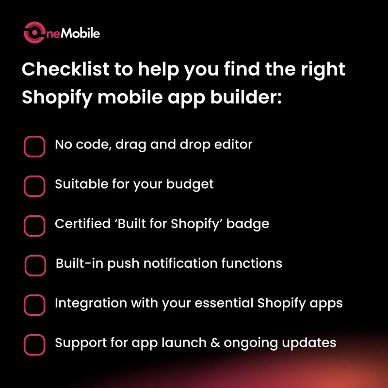 What features to look for in a Shopify mobile app builder