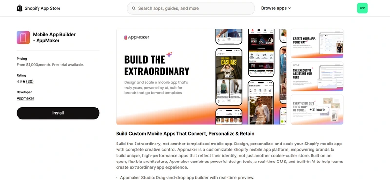 AppMaker Shopify mobile app builder