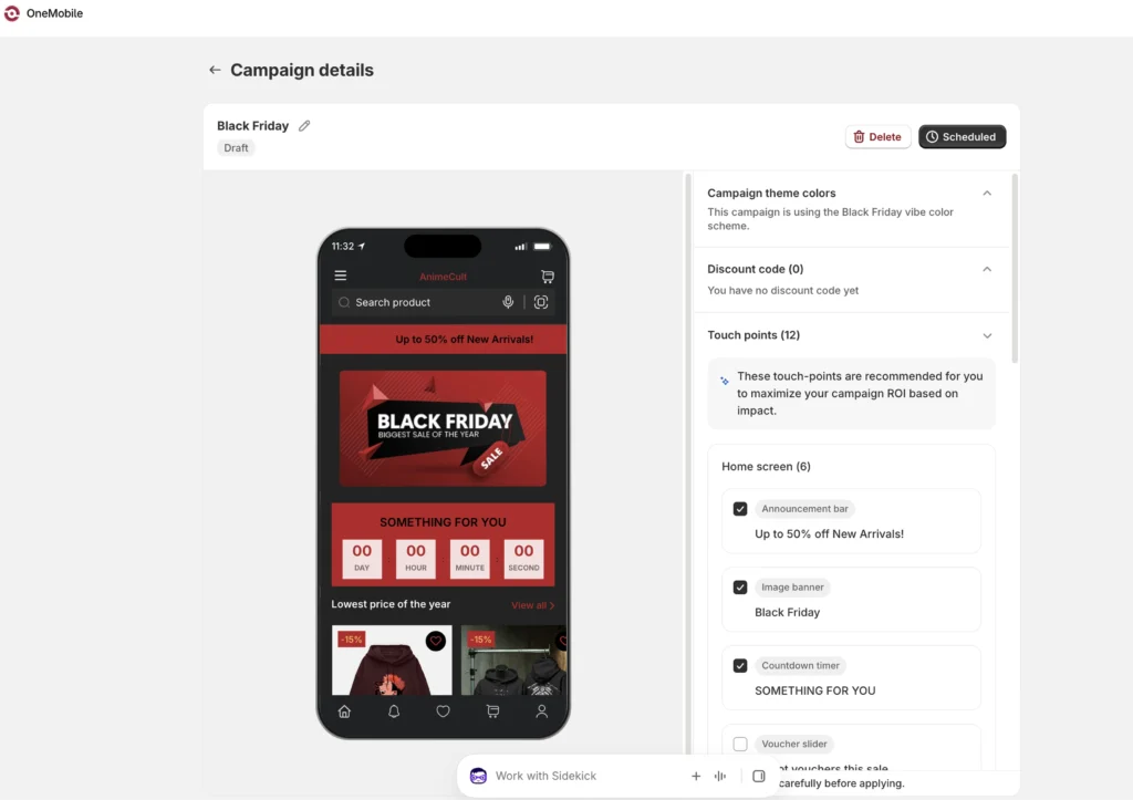 BFCM Checklist 2026: How to Prepare Your Mobile App 7 onemobile-black-friday-campaign-details-touchpoints-preview