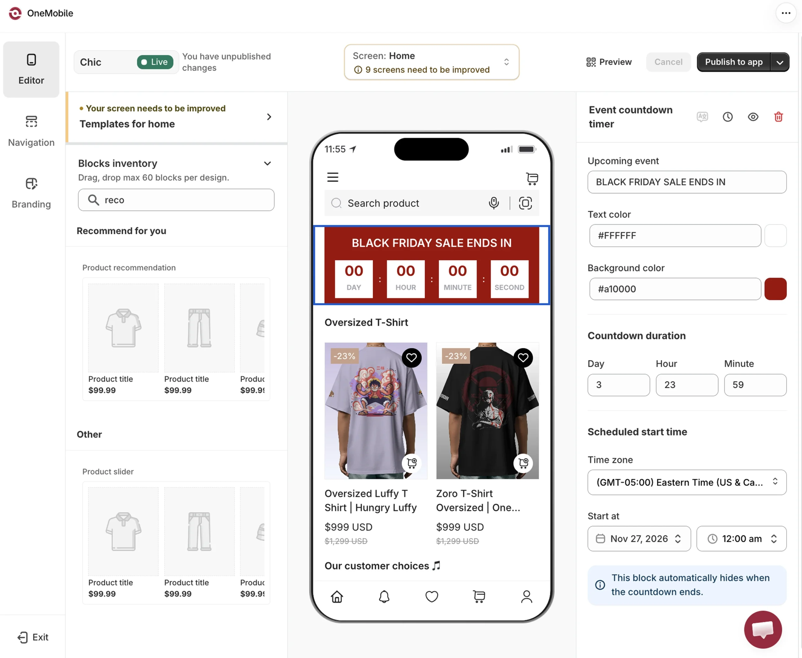 BFCM Checklist 2026: How to Prepare Your Mobile App 10 bfcm-countdown-timer-mobile-app-home-screen